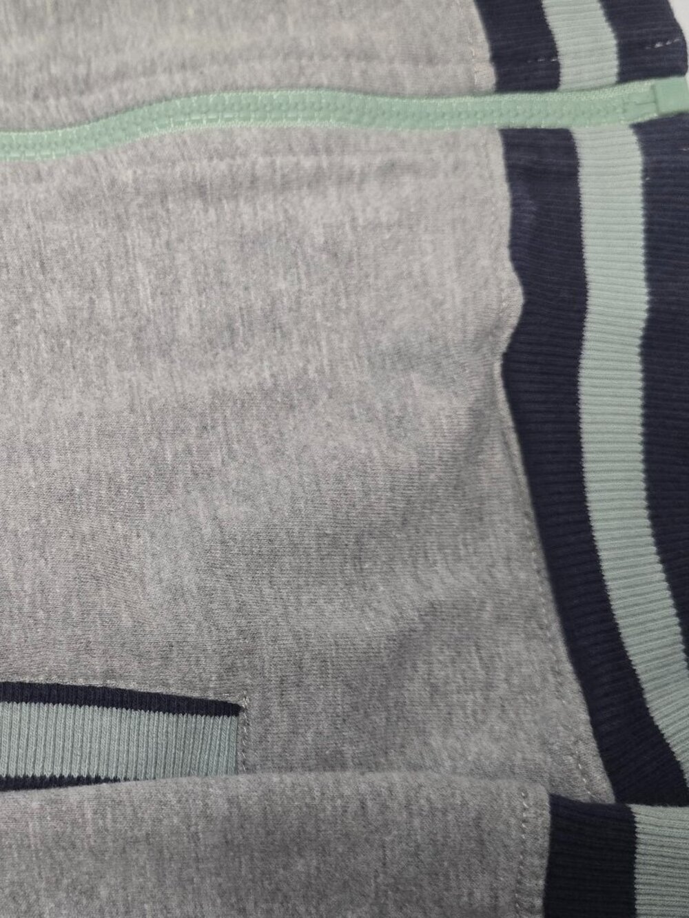 Tommy Bahama Full-zip Varsity Jacket - Dark Blue and Light Green Ribbed Trim - Picture 3 of 6
